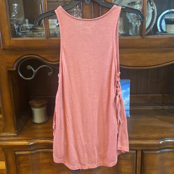 Pink/Red Tank Top Lace Up Sides - Picture 4 of 4